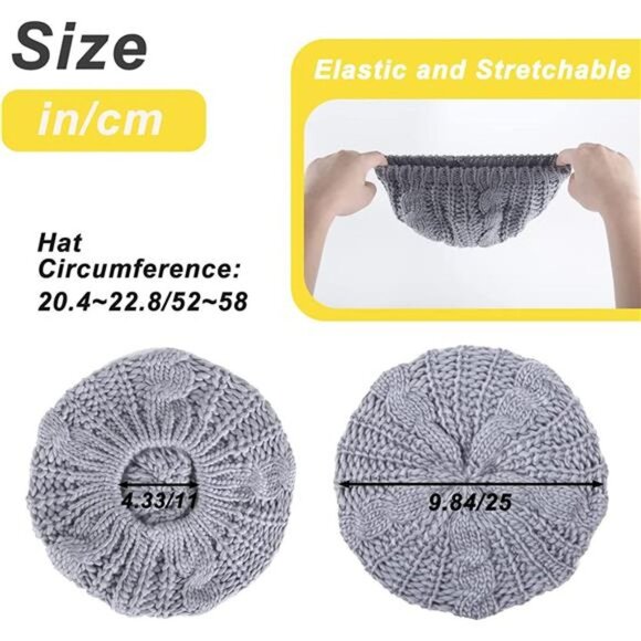 3 Pieces Women\'s Soft Lightweight Crochet Hats Ribbed French Berets Hat main image 4